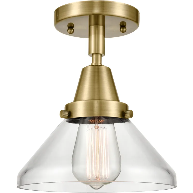 Franklin Restoration Caden LED 8 inch Antique Brass Flush Mount Ceiling Light in Clear Glass