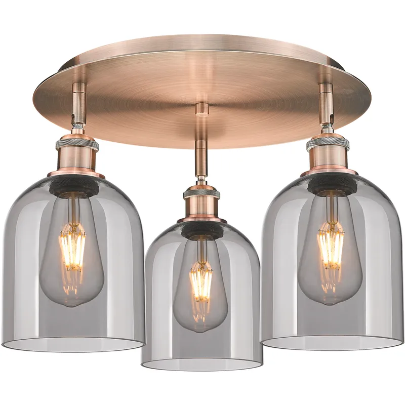 Ballston Bella 3 Light 17.25 inch Antique Copper Flush Mount Ceiling Light