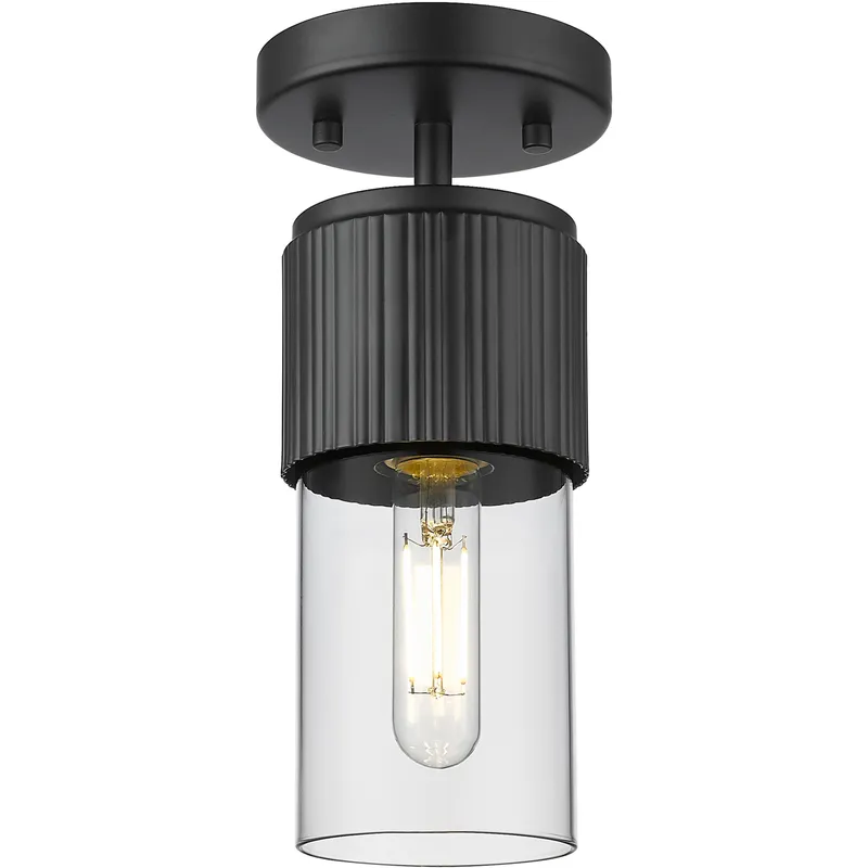 Bolivar 1 Light 4 inch Matte Black Flush Mount Ceiling Light in Clear Glass