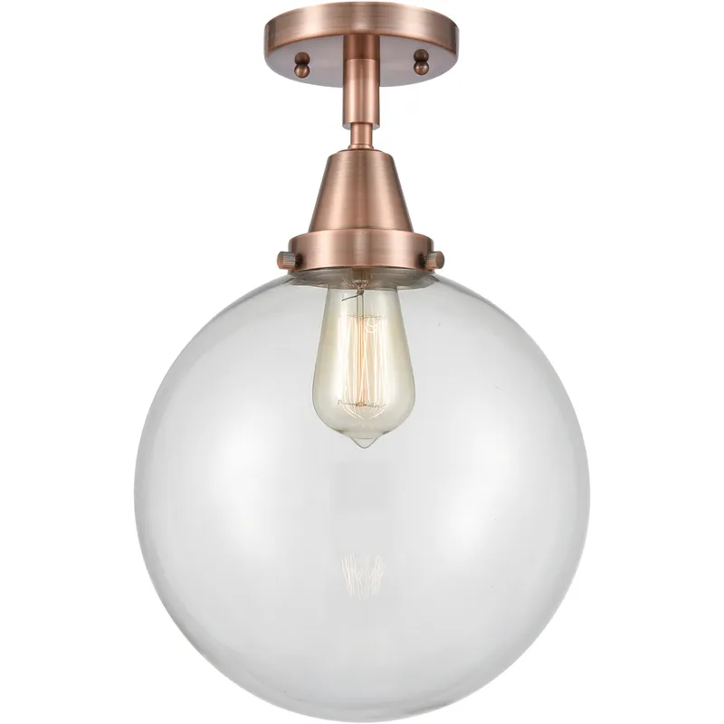Downtown Urban Beacon 1 Light 10 inch Antique Copper Flush Mount Ceiling Light in Incandescent, Clear