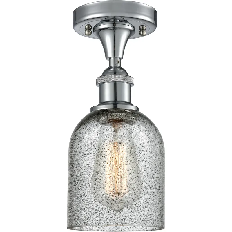 Ballston Caledonia LED 5 inch Polished Chrome Semi-Flush Mount Ceiling Light in Charcoal Glass, Ballston