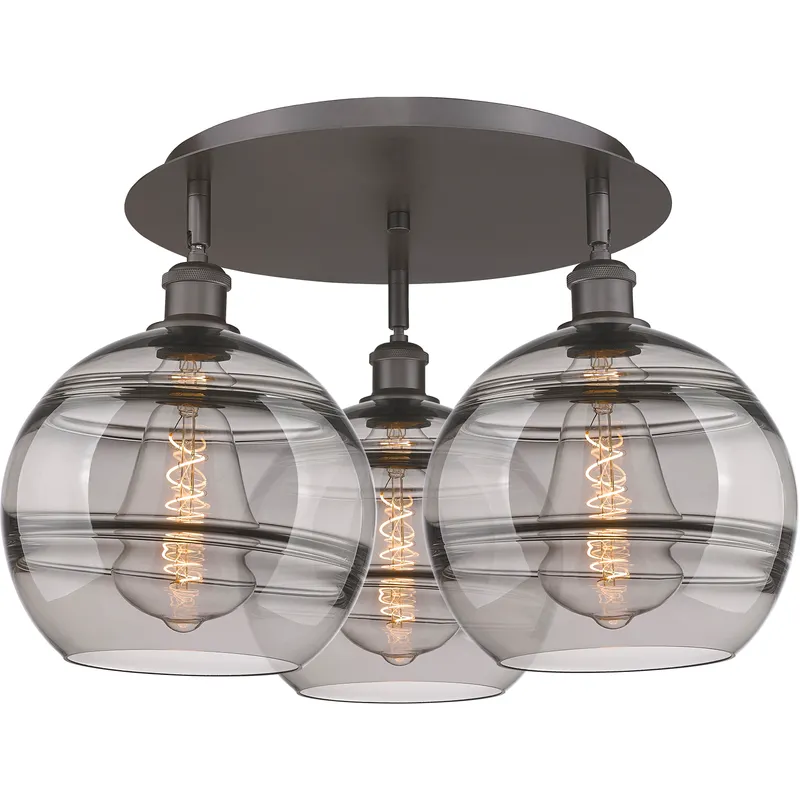 Ballston Rochester 3 Light 21.75 inch Oil Rubbed Bronze Flush Mount Ceiling Light