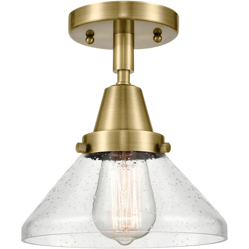 Franklin Restoration Caden 1 Light 8 inch Antique Brass Flush Mount Ceiling Light in Seedy Glass