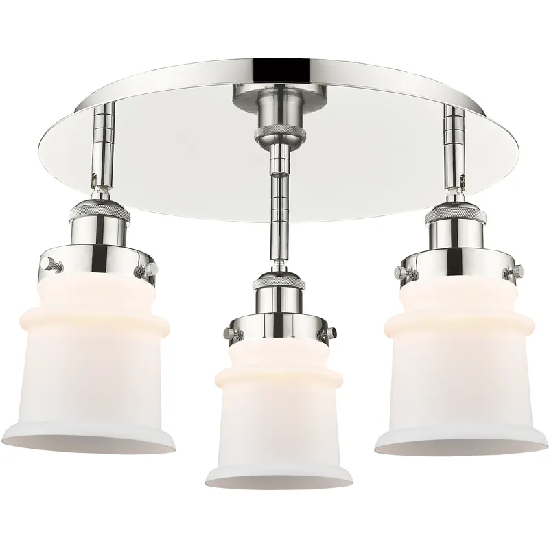 Canton 3 Light 17 inch Polished Nickel Flush Mount Ceiling Light in Matte White