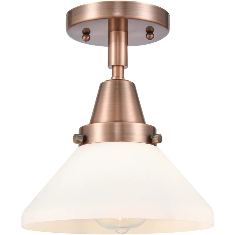Franklin Restoration Caden LED 8 inch Antique Copper Flush Mount Ceiling Light in Matte White Glass