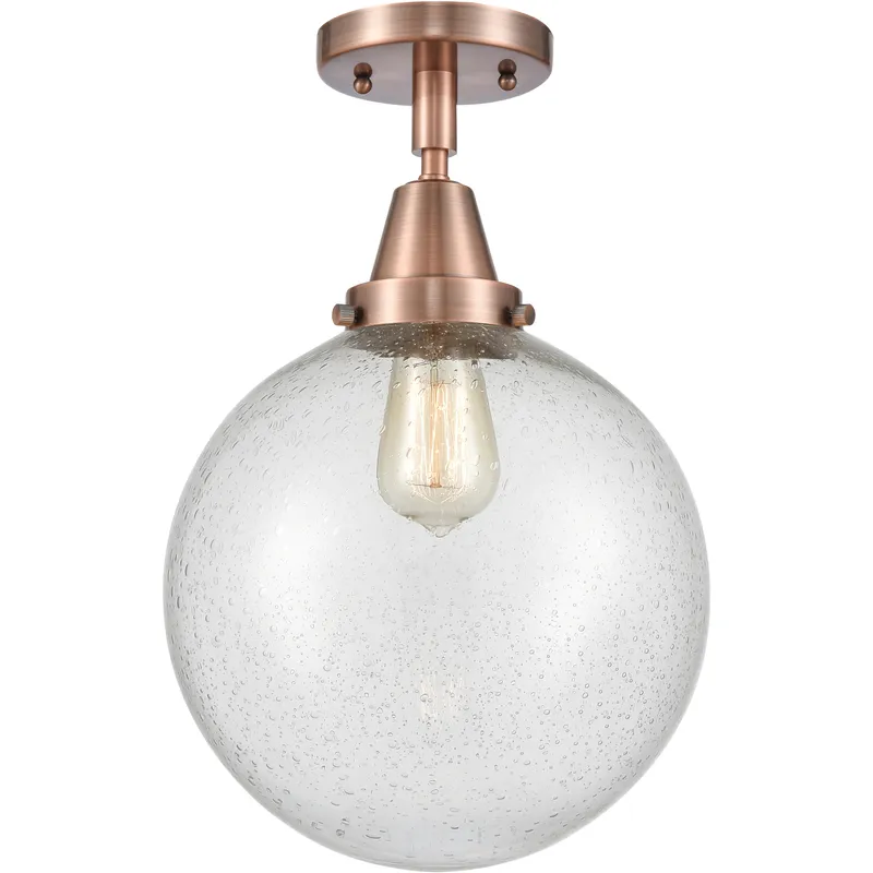 Downtown Urban Beacon 1 Light 10 inch Antique Copper Flush Mount Ceiling Light in Incandescent, Seedy
