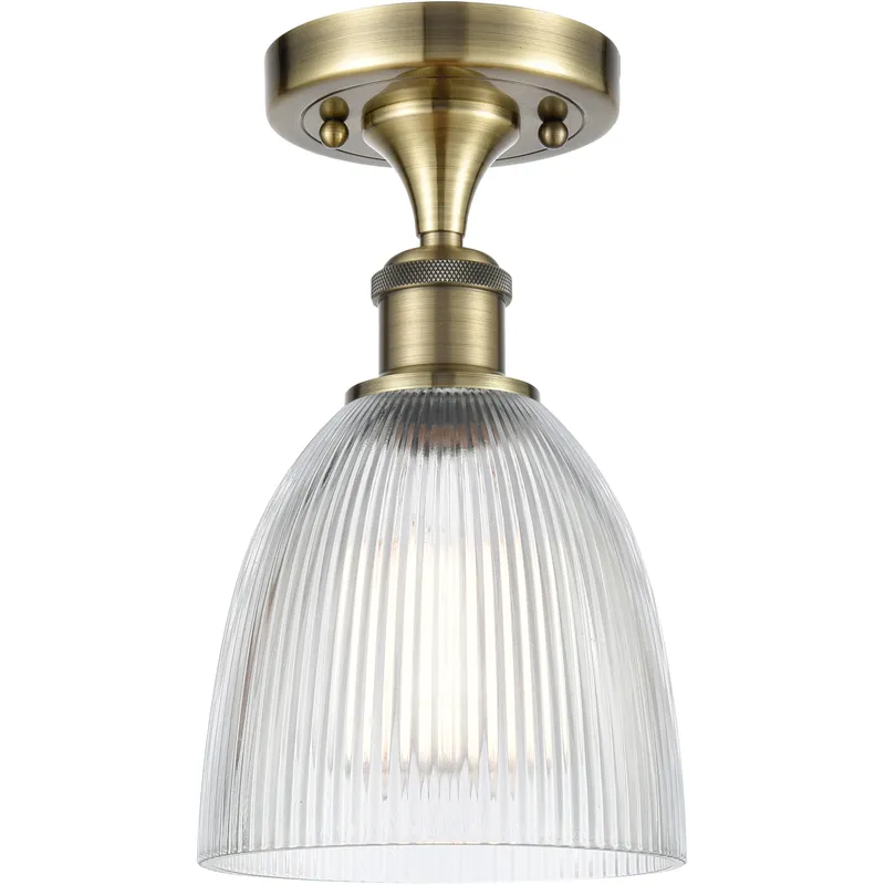 Castile 1 Light 6 inch Antique Brass Flush Mount Ceiling Light in Clear Glass