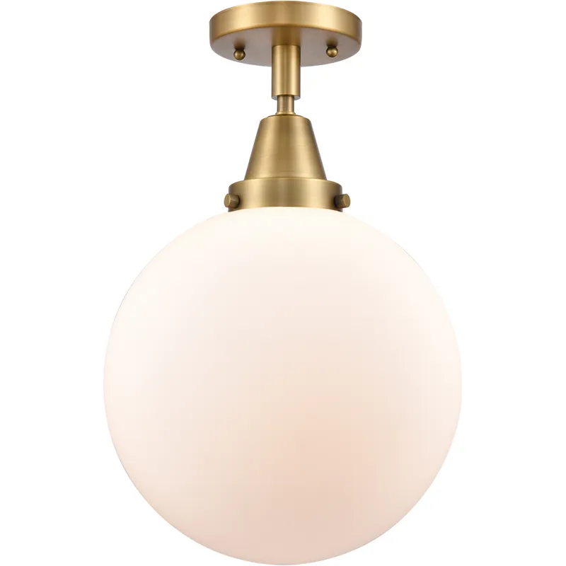Downtown Urban Beacon 1 Light 10 inch Brushed Brass Flush Mount Ceiling Light in Incandescent, Matte White