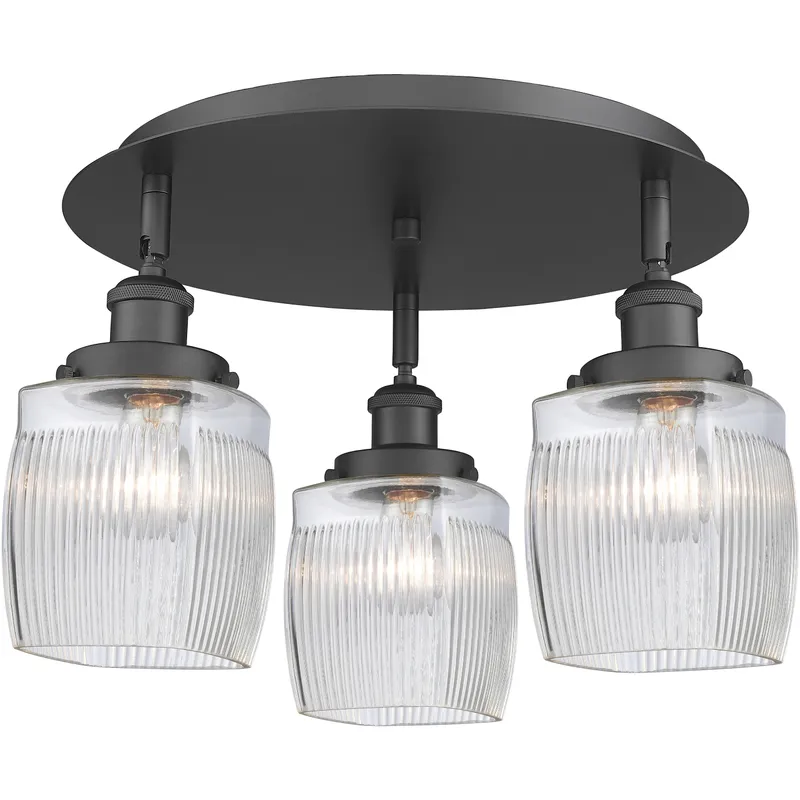 Colton 3 Light 17.25 inch Matte Black Flush Mount Ceiling Light