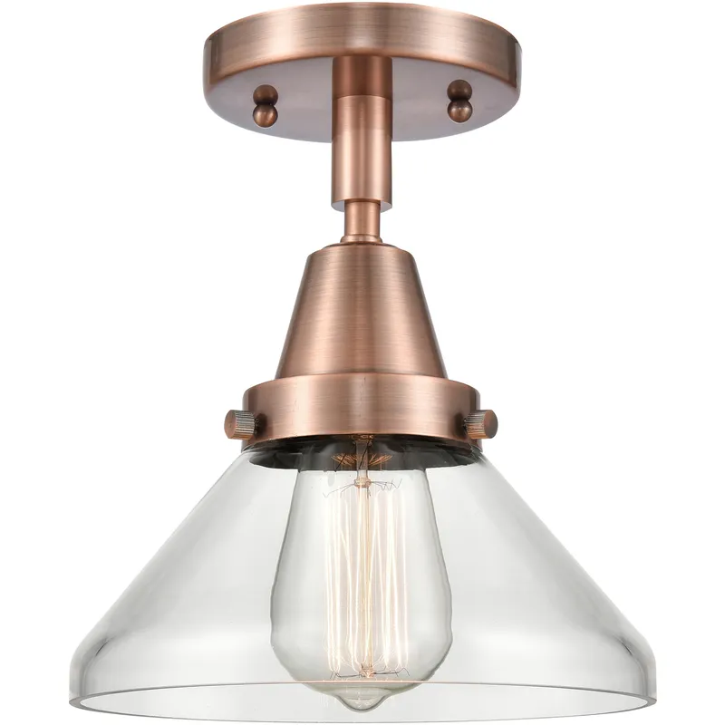 Franklin Restoration Caden LED 8 inch Antique Copper Flush Mount Ceiling Light in Clear Glass