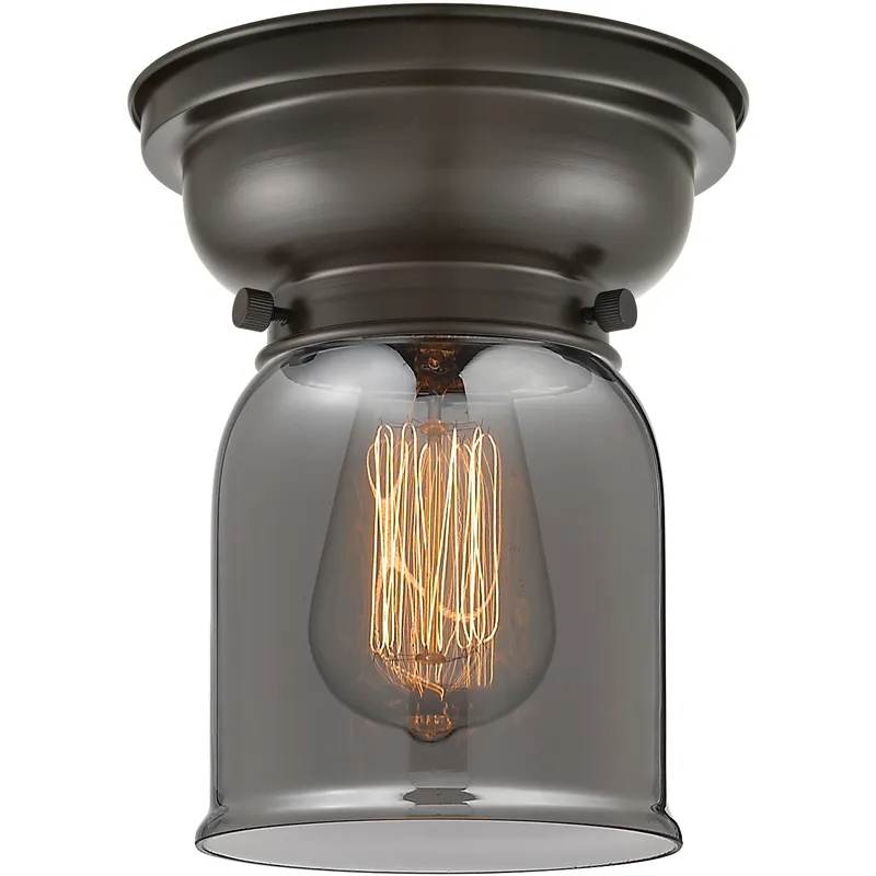 Aditi Small Bell LED 6.25 inch Oil Rubbed Bronze Flush Mount Ceiling Light in Light Smoke Glass, Aditi
