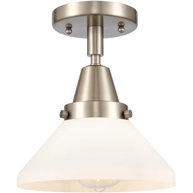 Franklin Restoration Caden LED 8 inch Brushed Satin Nickel Flush Mount Ceiling Light in Matte White Glass