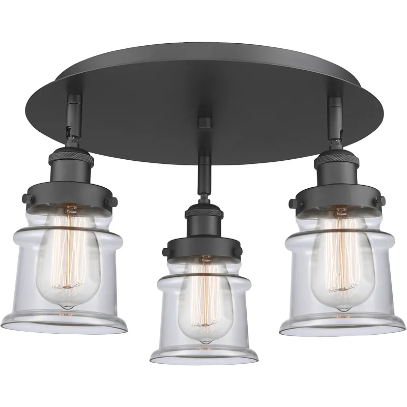 Canton 3 Light 17 inch Matte Black Flush Mount Ceiling Light in Clear
