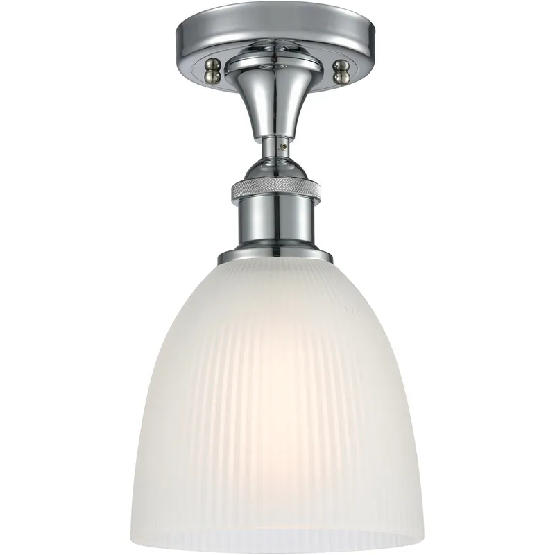 Ballston Castile LED 6 inch Polished Chrome Semi-Flush Mount Ceiling Light in White Glass, Ballston