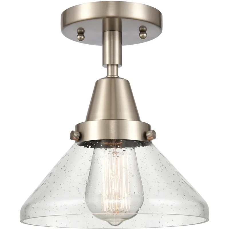 Franklin Restoration Caden 1 Light 8 inch Brushed Satin Nickel Flush Mount Ceiling Light in Seedy Glass