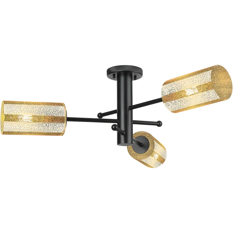 Crown Point 3 Light 29.38 inch Matte Black Flush Mount Ceiling Light in Mercury Glass