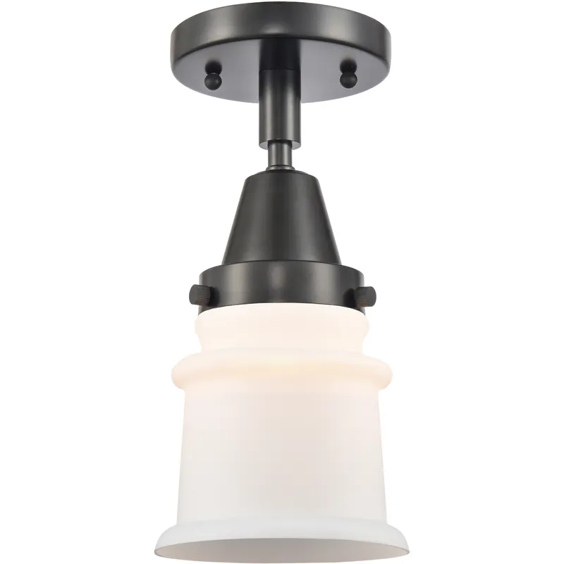 Franklin Restoration Small Canton LED 6 inch Matte Black Flush Mount Ceiling Light in Matte White Glass