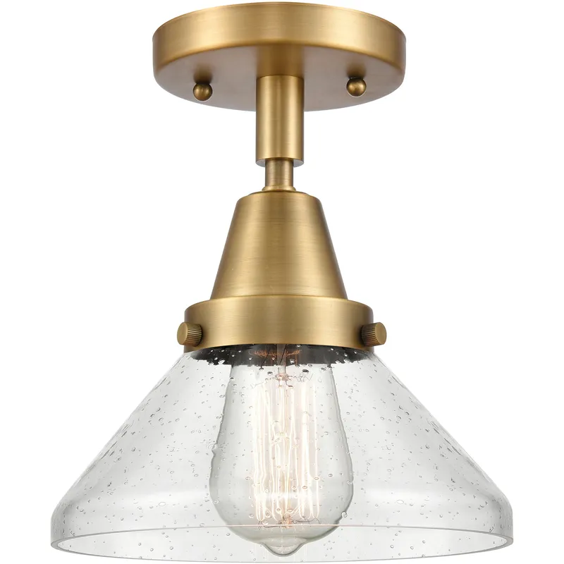 Franklin Restoration Caden 1 Light 8 inch Brushed Brass Flush Mount Ceiling Light in Seedy Glass