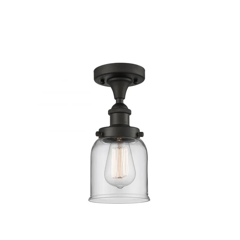 Ballston Small Bell LED 5 inch Oil Rubbed Bronze Semi-Flush Mount Ceiling Light in Clear Glass, Ballston