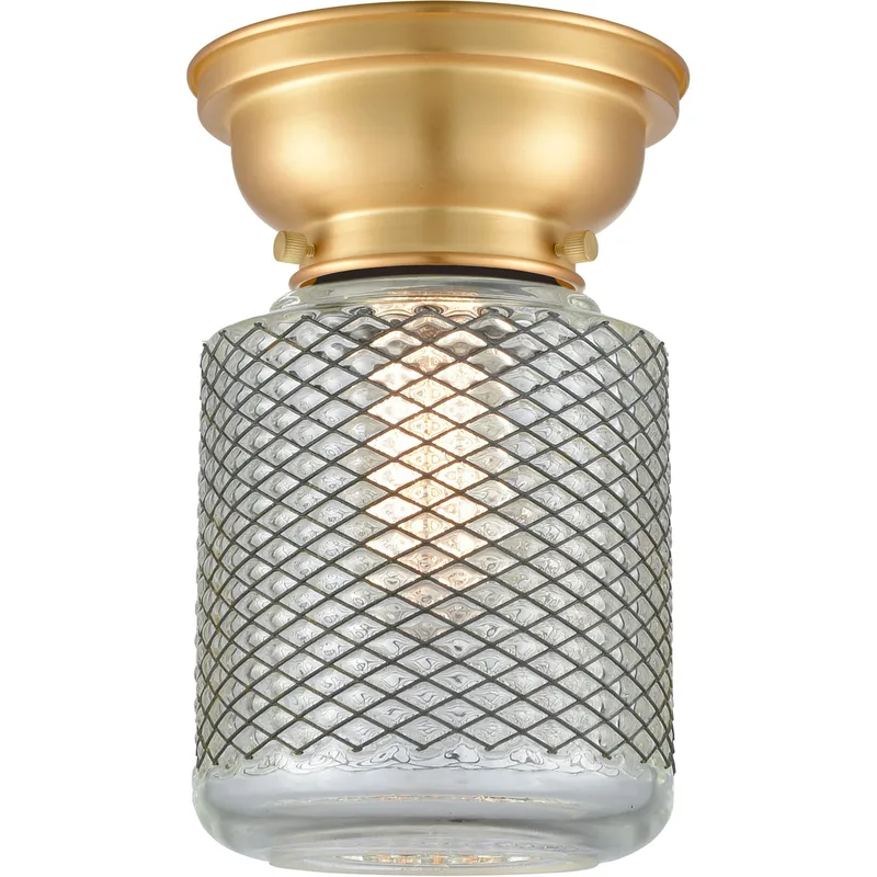 Aditi Stanton LED 6.25 inch Satin Gold Flush Mount Ceiling Light, Aditi