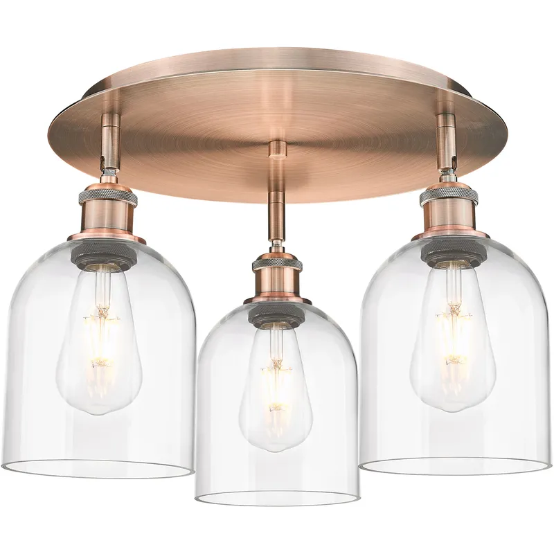 Ballston Bella 3 Light 17.25 inch Antique Copper Flush Mount Ceiling Light