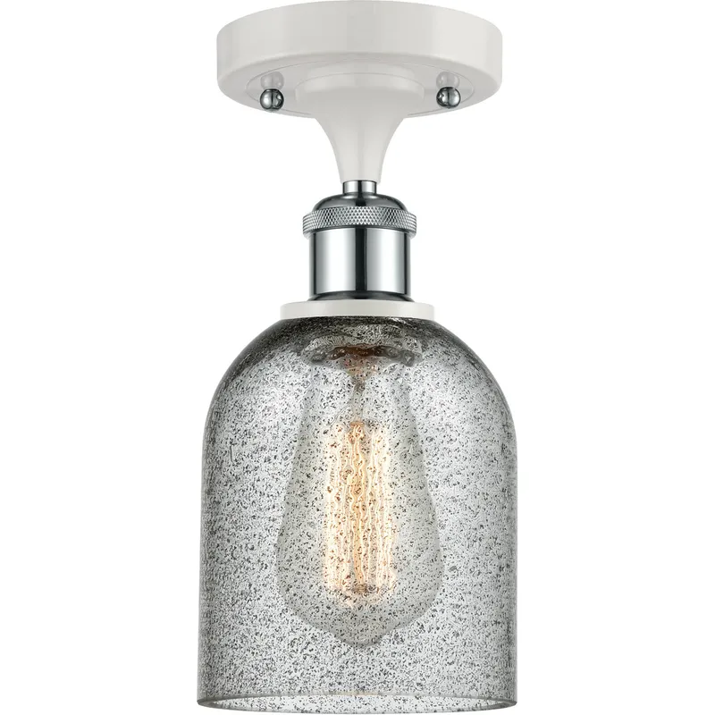 Ballston Caledonia LED 5 inch White and Polished Chrome Semi-Flush Mount Ceiling Light in Charcoal Glass, Ballston