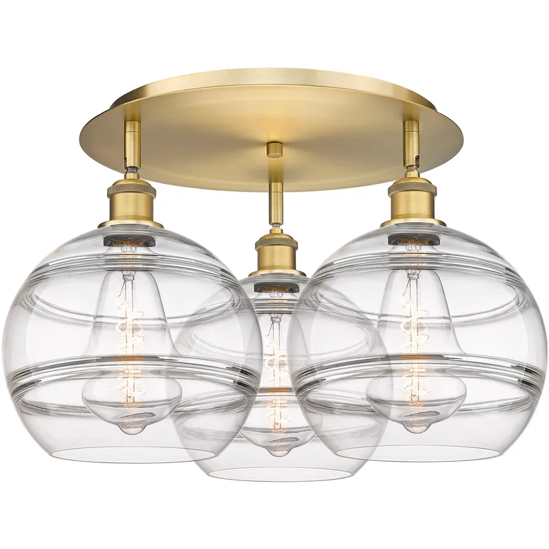 Ballston Rochester 3 Light 21.75 inch Brushed Brass Flush Mount Ceiling Light