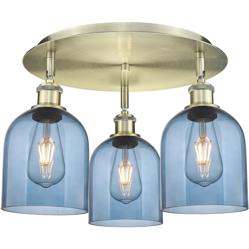 Ballston Bella 3 Light 17.25 inch Antique Brass Flush Mount Ceiling Light