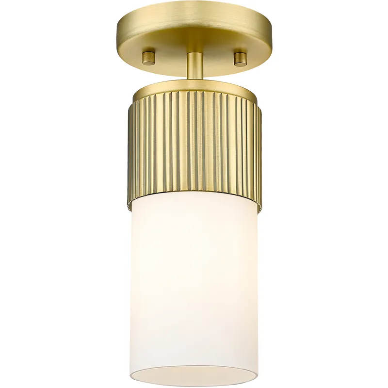 Bolivar 1 Light 4 inch Brushed Brass Flush Mount Ceiling Light in Matte White Glass