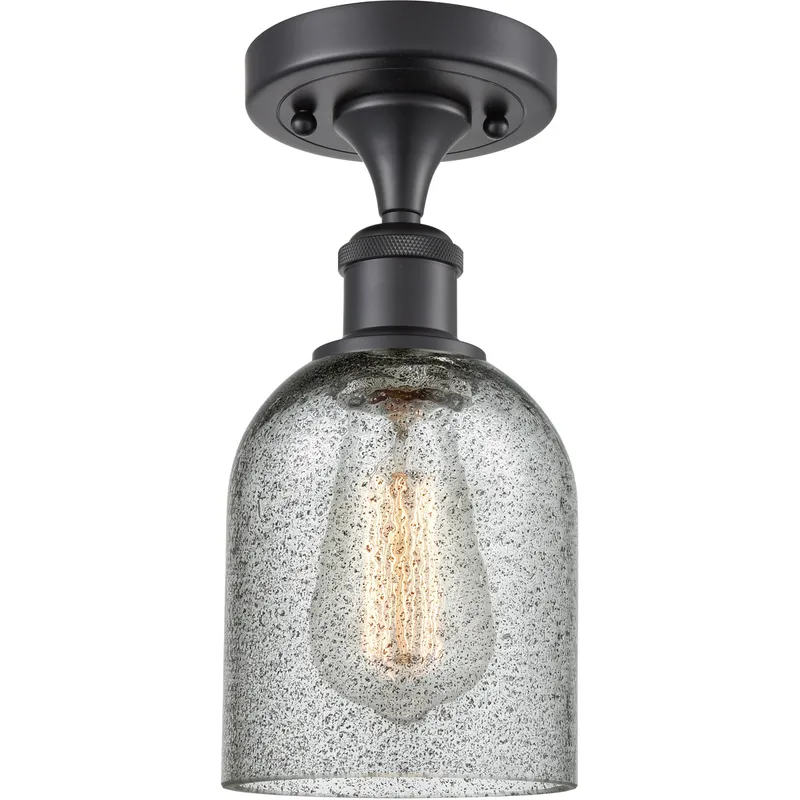 Ballston Caledonia LED 5 inch Matte Black Semi-Flush Mount Ceiling Light in Charcoal Glass, Ballston