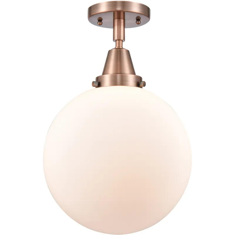 Downtown Urban Beacon 1 Light 10 inch Antique Copper Flush Mount Ceiling Light in Incandescent, Matte White