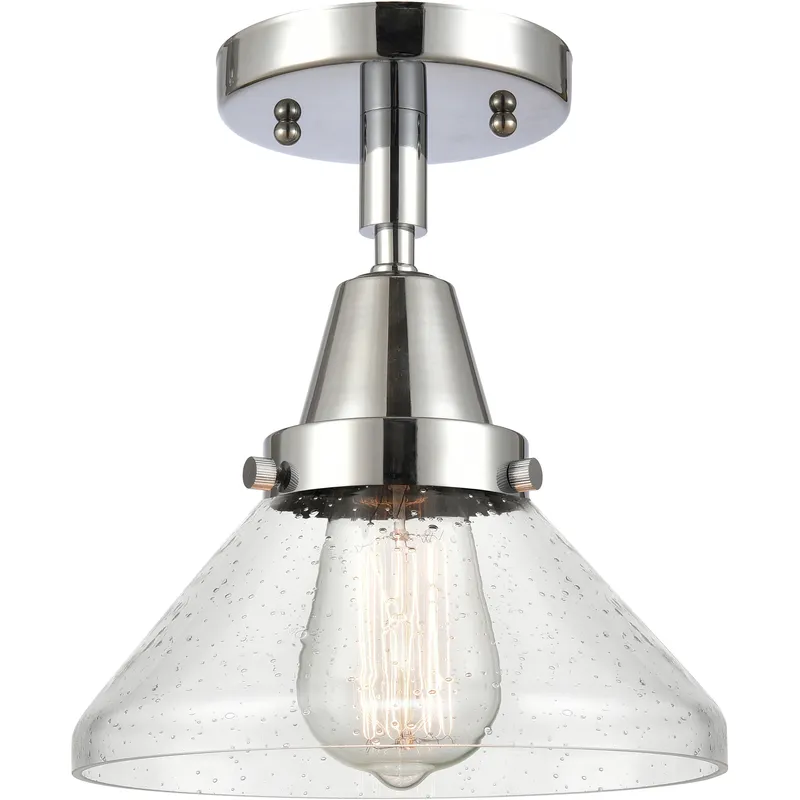 Franklin Restoration Caden 1 Light 8 inch Polished Chrome Flush Mount Ceiling Light in Seedy Glass
