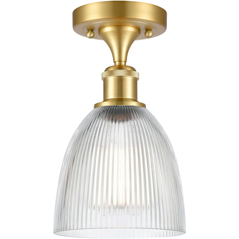 Castile 1 Light 6 inch Satin Gold Flush Mount Ceiling Light in Clear Glass