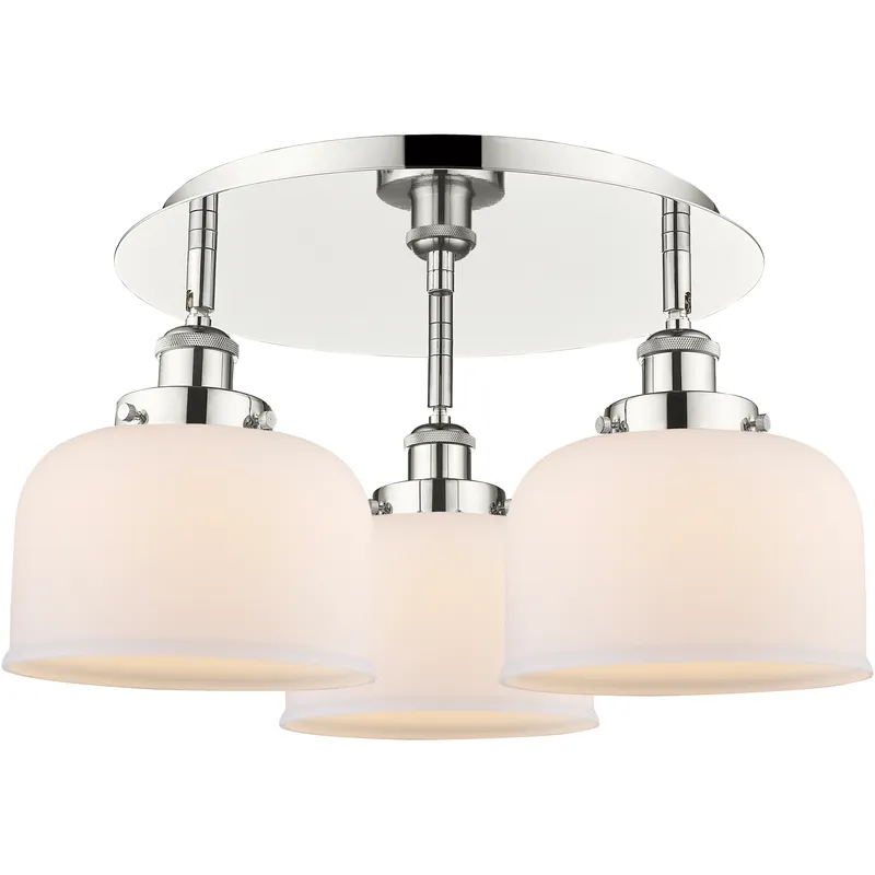 Bell 3 Light 19.75 inch Polished Nickel Flush Mount Ceiling Light in Matte White