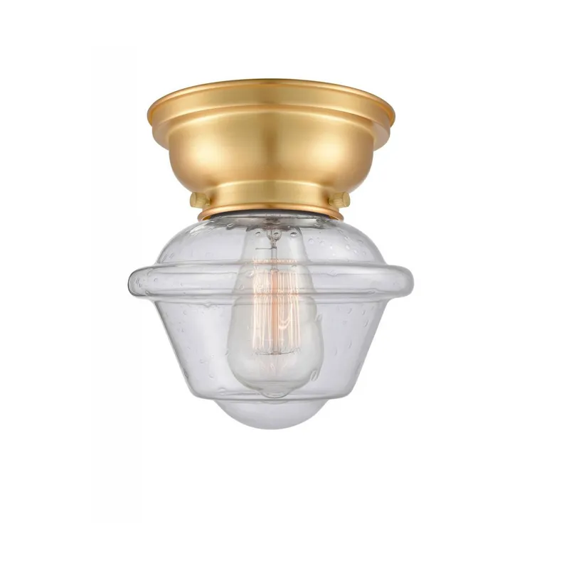 Aditi Small Bell LED 6.25 inch Satin Gold Flush Mount Ceiling Light in Light Smoke Glass, Aditi