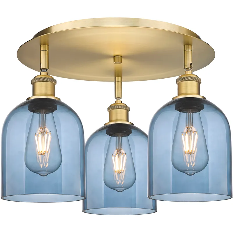 Ballston Bella 3 Light 17.25 inch Brushed Brass Flush Mount Ceiling Light