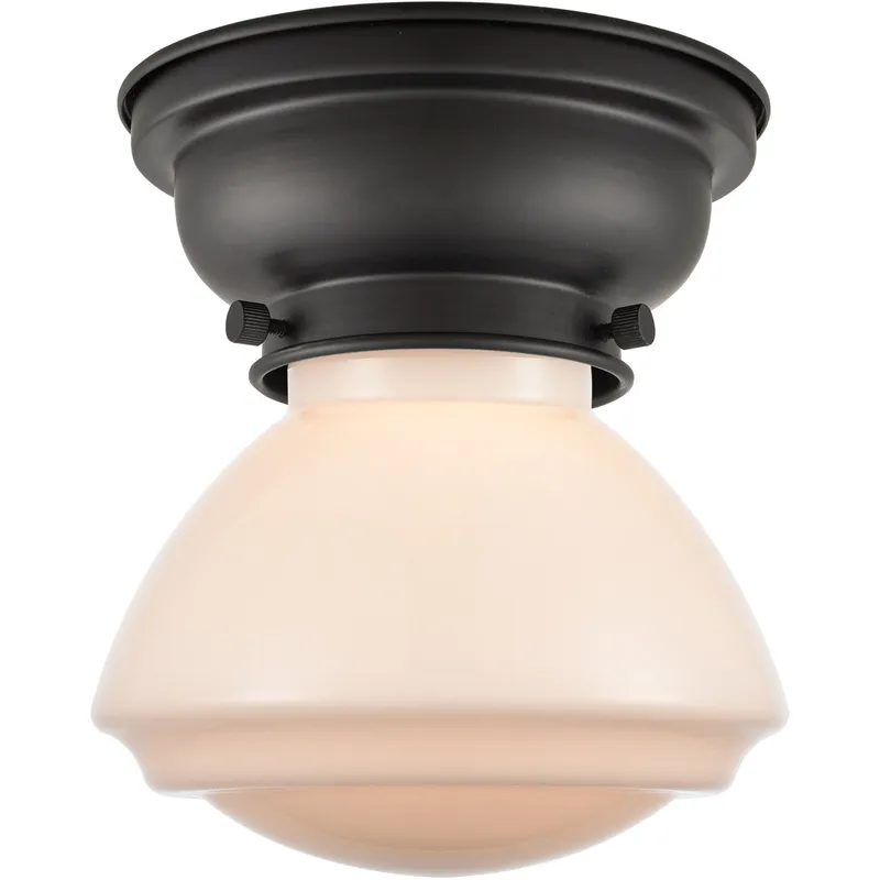Aditi Olean 1 Light 7 inch Matte Black Flush Mount Ceiling Light in Matte White Glass, Aditi