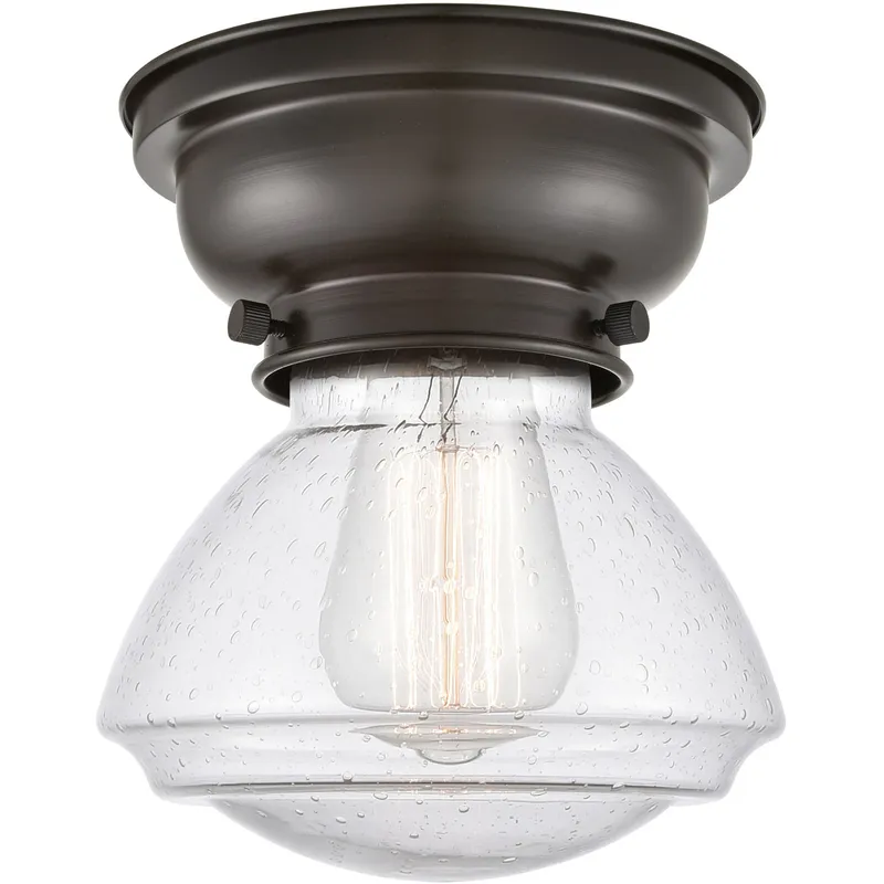 Aditi Olean 1 Light 7 inch Oil Rubbed Bronze Flush Mount Ceiling Light in Seedy Glass, Aditi