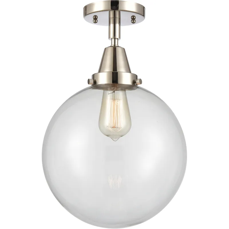 Downtown Urban Beacon LED 10 inch Polished Nickel Flush Mount Ceiling Light in Clear