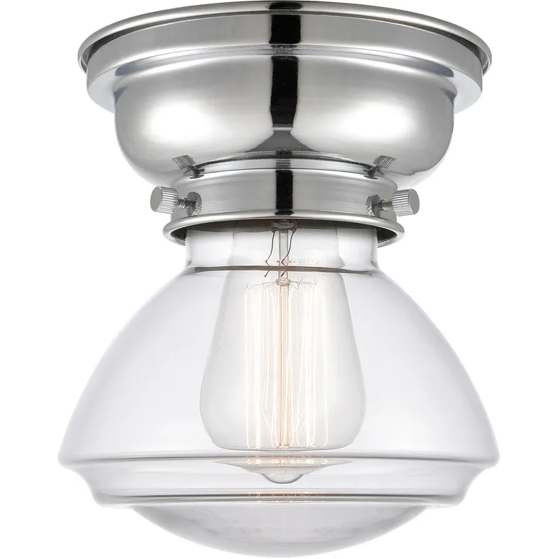 Aditi Olean 1 Light 7 inch Polished Chrome Flush Mount Ceiling Light in Clear Glass, Aditi