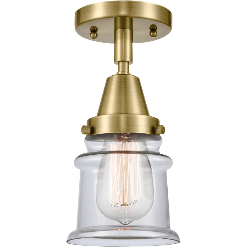 Franklin Restoration Small Canton LED 6 inch Antique Brass Flush Mount Ceiling Light in Clear Glass