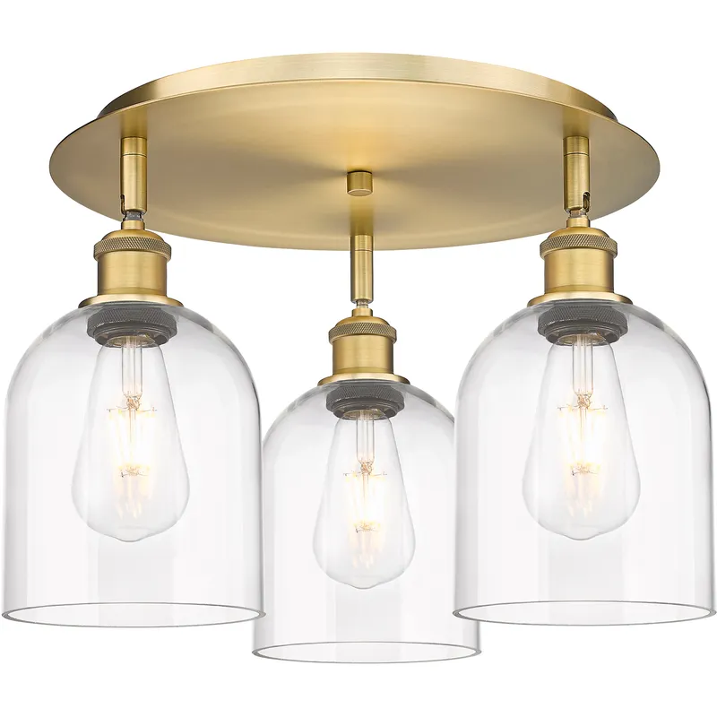 Ballston Bella 3 Light 17.25 inch Brushed Brass Flush Mount Ceiling Light