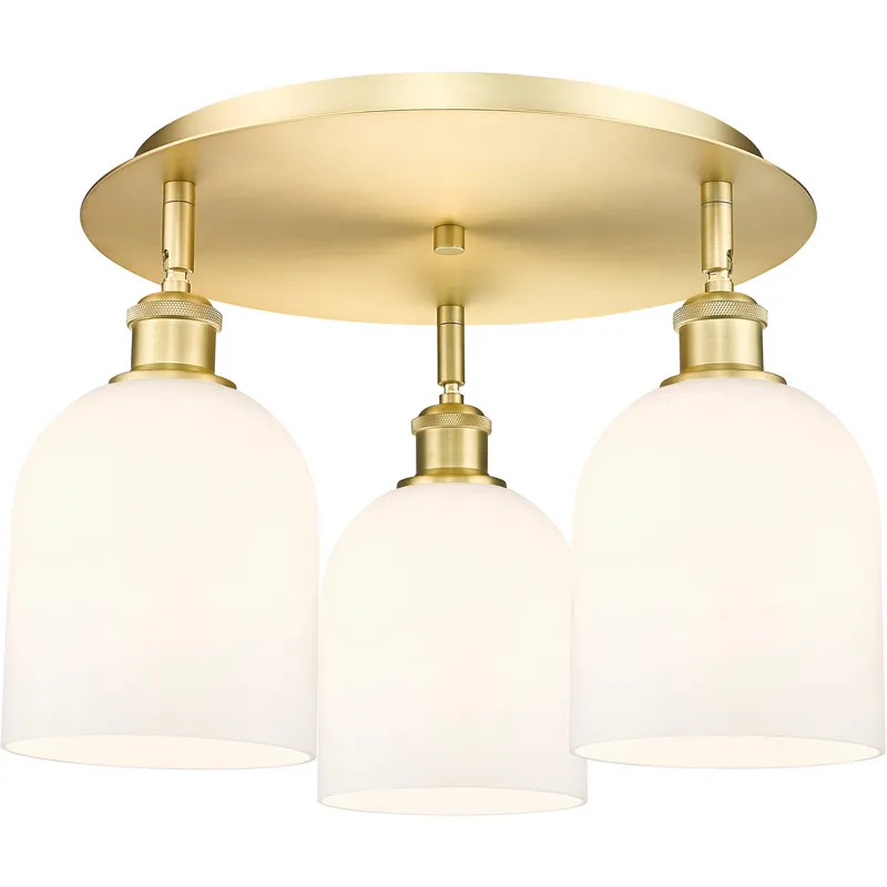 Ballston Bella 3 Light 17.25 inch Satin Gold Flush Mount Ceiling Light