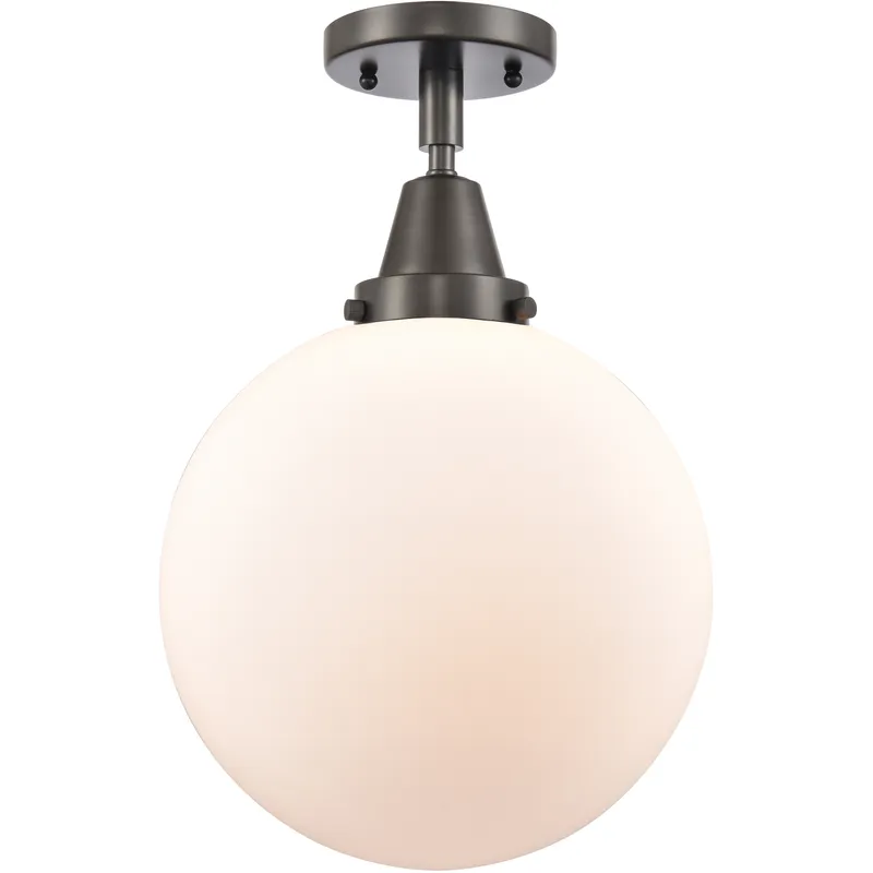 Downtown Urban Beacon 1 Light 10 inch Oil Rubbed Bronze Flush Mount Ceiling Light in Incandescent, Matte White