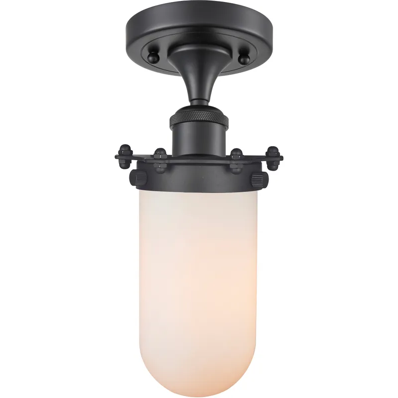 Austere Kingsbury LED 6 inch Matte Black Flush Mount Ceiling Light in Matte White Glass