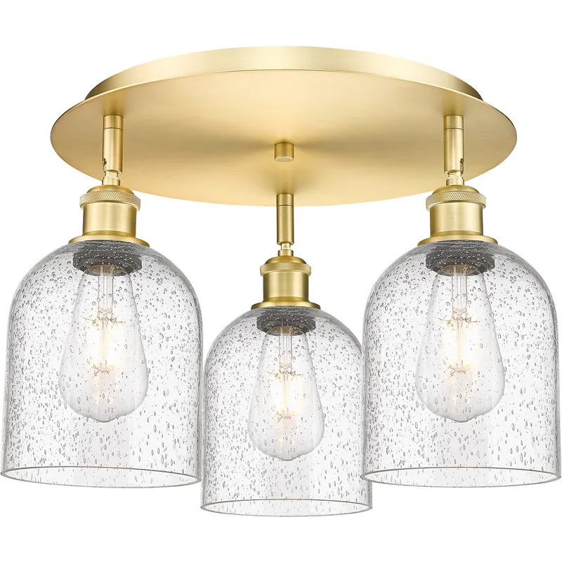 Ballston Bella 3 Light 17.25 inch Satin Gold Flush Mount Ceiling Light