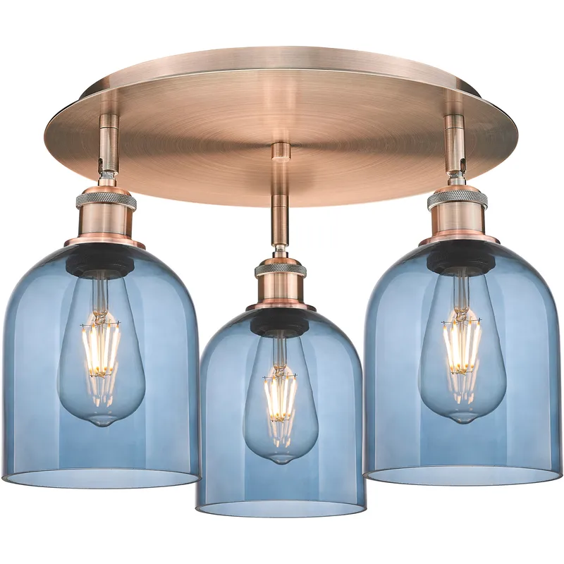 Ballston Bella 3 Light 17.25 inch Antique Copper Flush Mount Ceiling Light