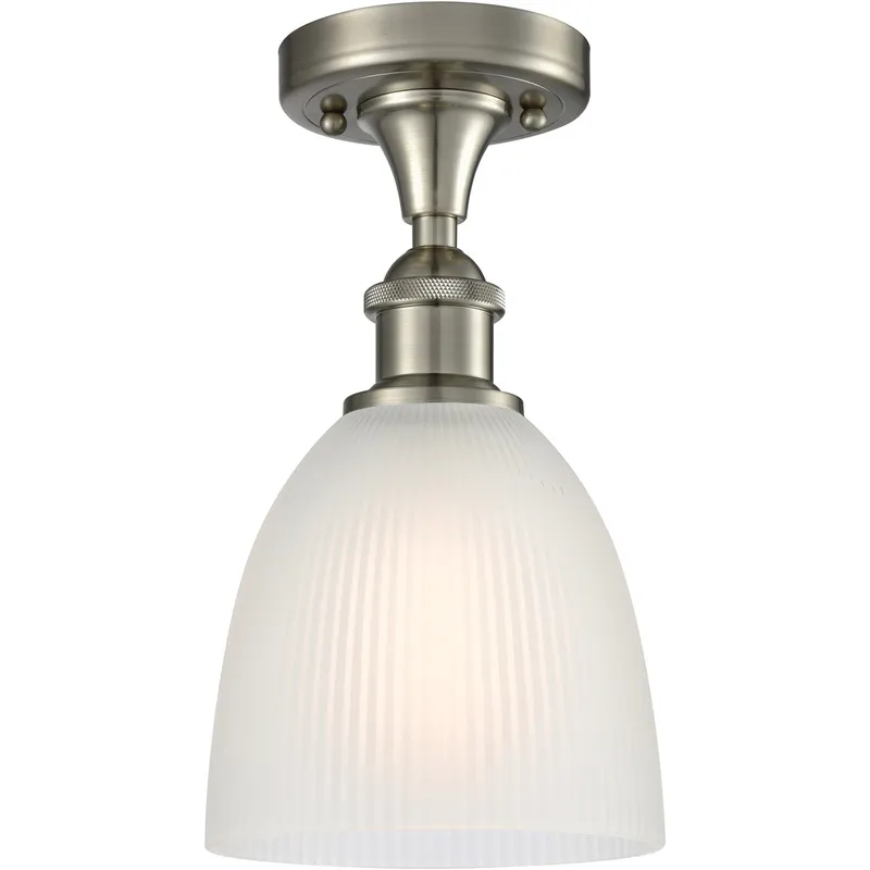 Ballston Castile LED 6 inch Brushed Satin Nickel Flush Mount Ceiling Light in White Glass, Ballston