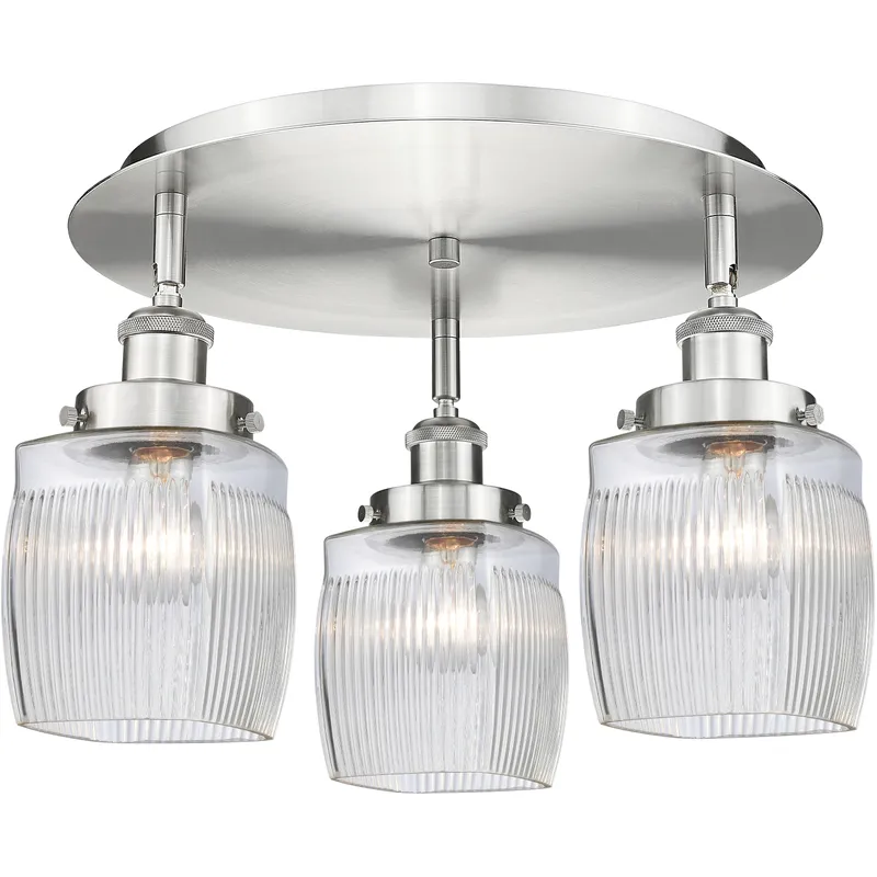 Colton 3 Light 17.25 inch Satin Nickel Flush Mount Ceiling Light