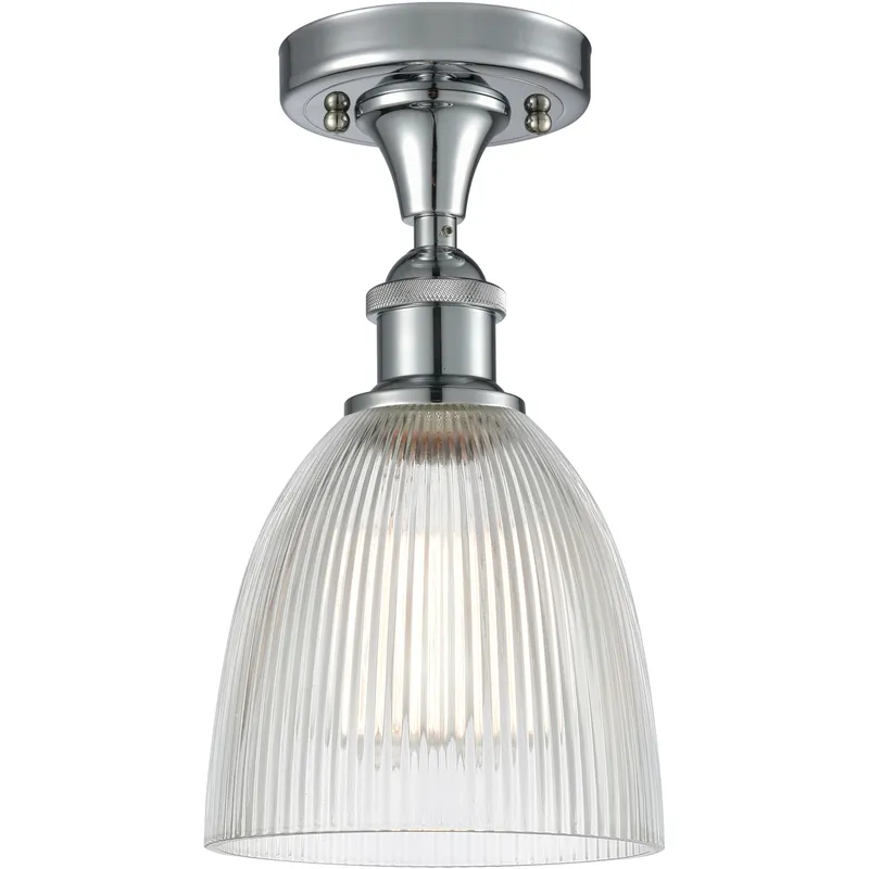 Edison Castile 1 Light 6 inch Polished Chrome Semi-Flush Mount Ceiling Light in Clear Glass